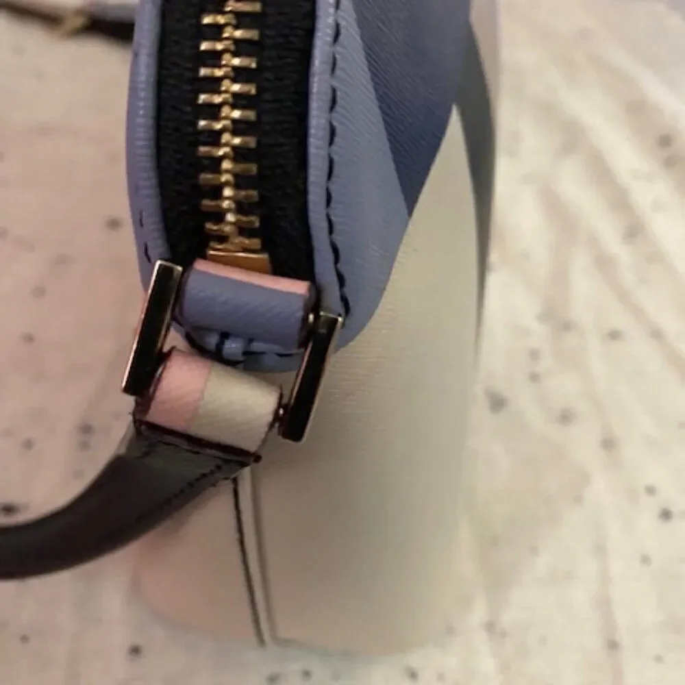 Kate Spade Lane Color Block Pink/Blue/Tan Saffiano Leather crossbody bag